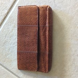 Vintage genuine snakeskin brown clutch